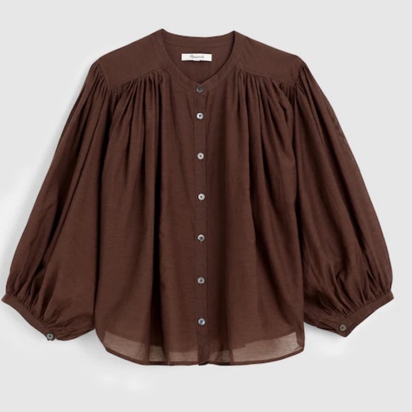 Madewell roasted chicory Balloon-Sleeve Top - Picture 4 of 5